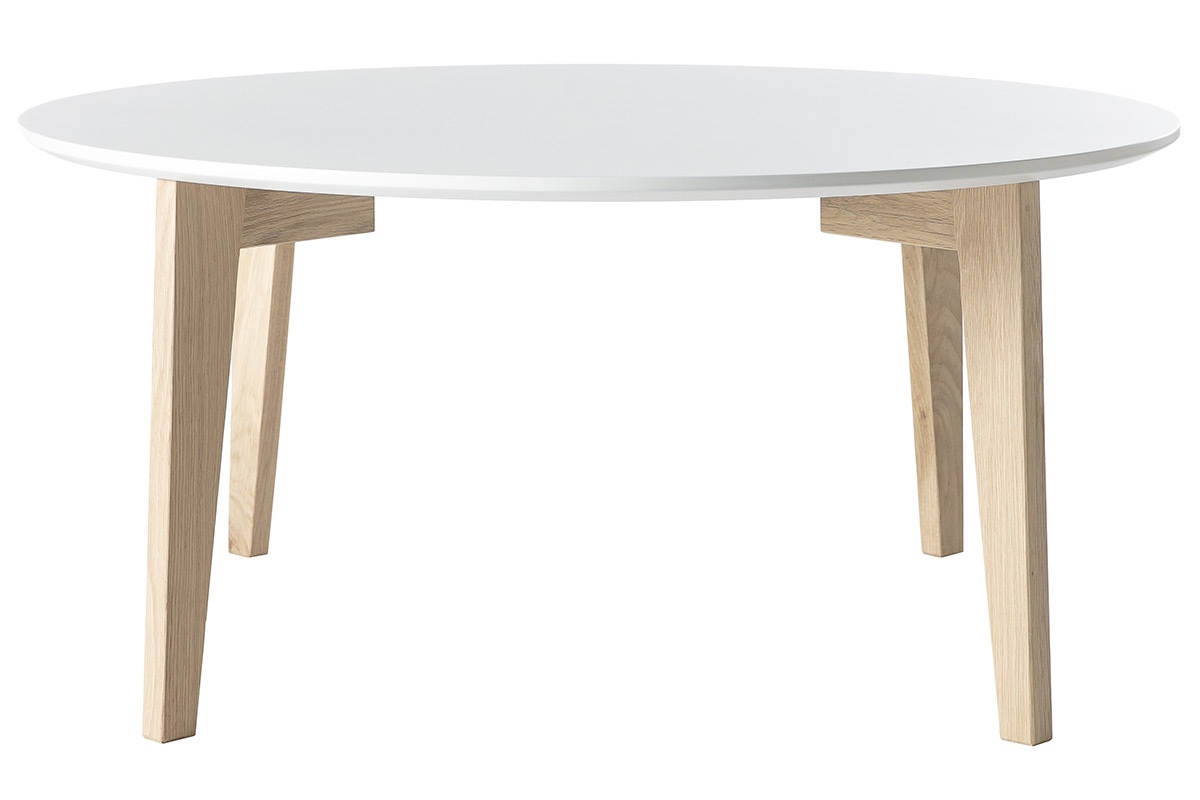 Design-Couchtisch lackiert Wei und Holz LARGO