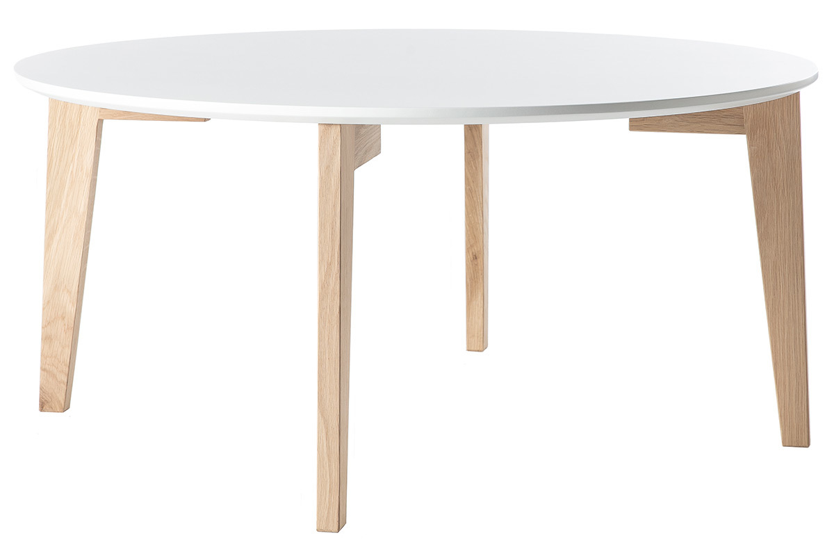 Design-Couchtisch lackiert Wei und Holz LARGO