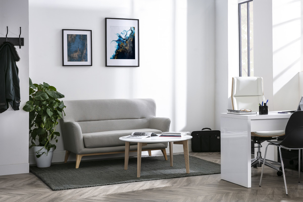Design-Couchtisch lackiert Wei und Holz LARGO