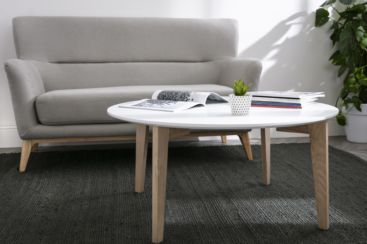 Design-Couchtisch lackiert Wei und Holz LARGO