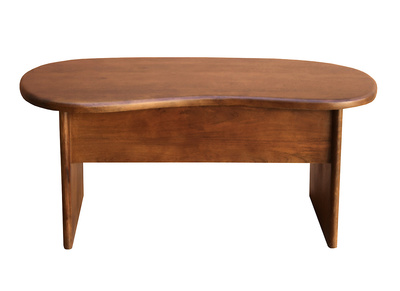 Design-Couchtisch mit Hebefunktion in Bohnenform mit Stauraum aus massivem gebeiztem Mangoholz L95 cm KOKOA