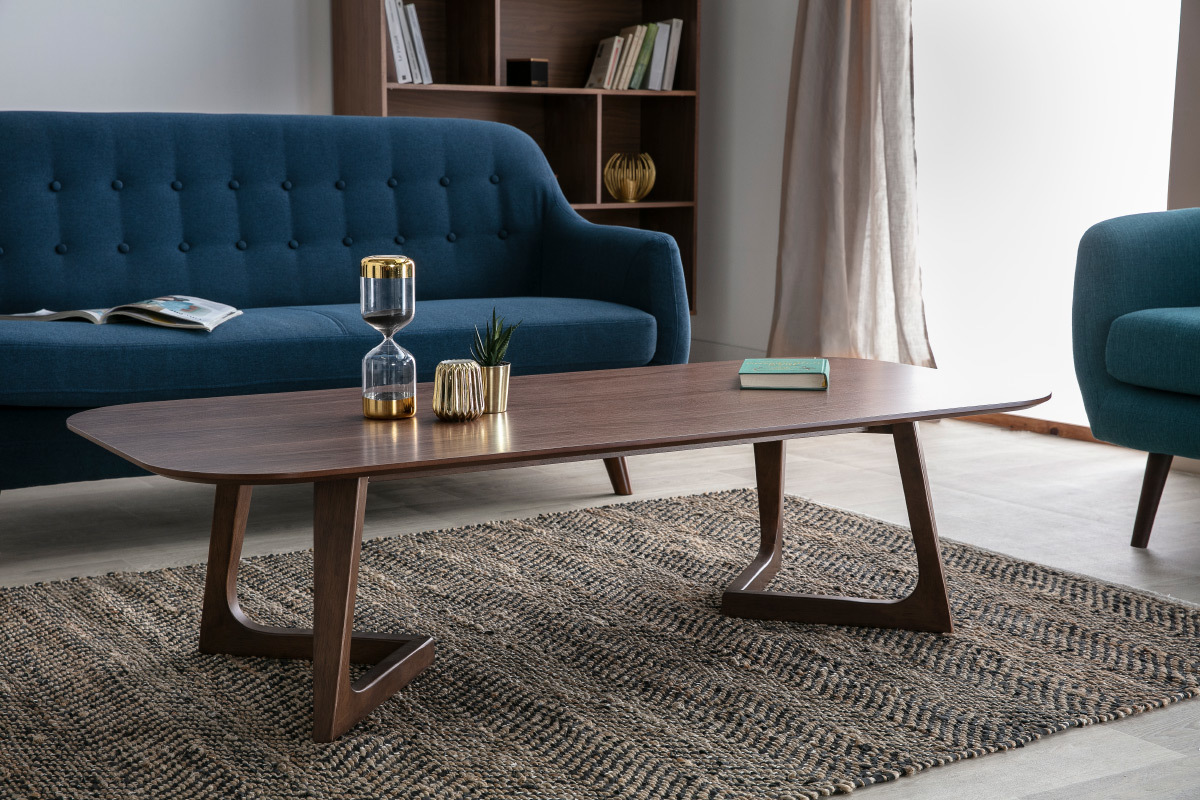 Design-Couchtisch Nussbaumholz L150 cm JUKE