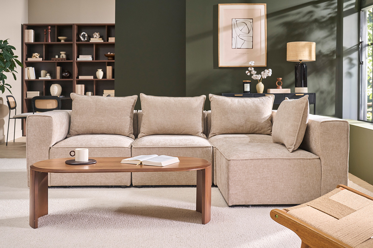 Design-Couchtisch oval aus dunklem Holz Nussbaum L120 cm ASSA