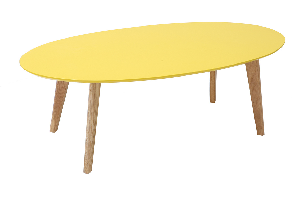 Design-Couchtisch Oval L120 cm Gelb EKKA