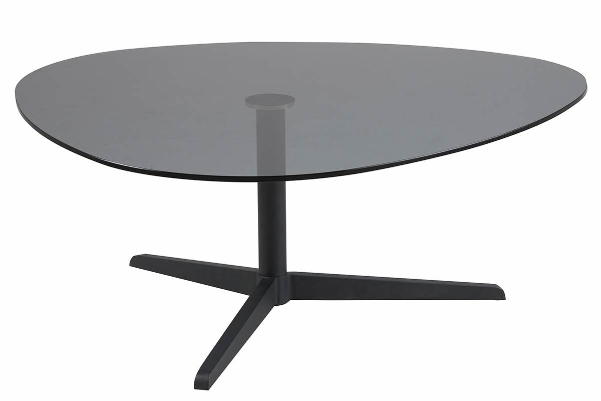 Design-Couchtisch oval Schwarz Rauchglas und Metall GALET