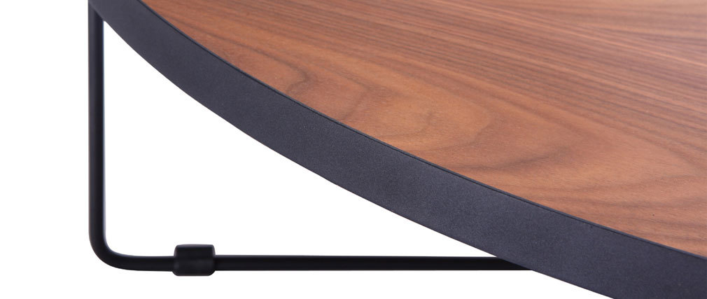 Design couchtisch rund nussbaum und metall schwarz 100 cm siska ...
