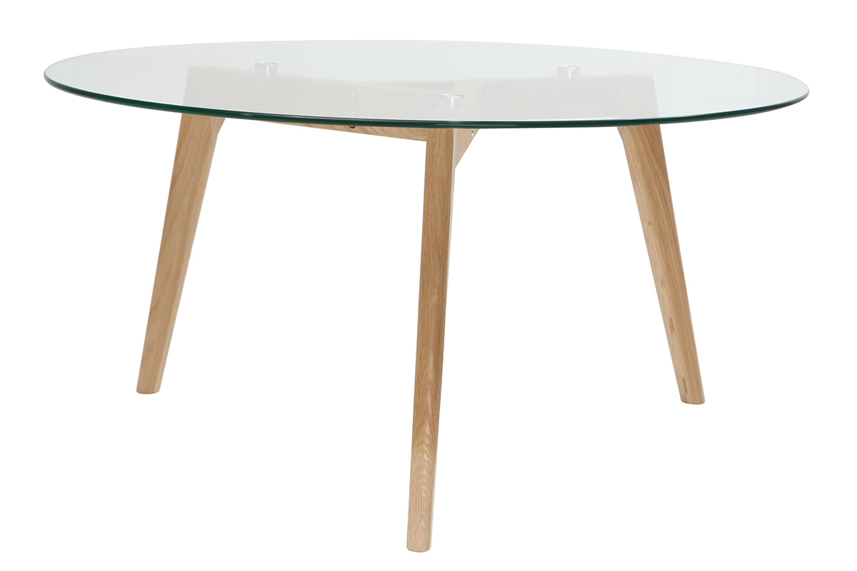 Design-Couchtisch rund zeitgenssisch Glas und Holz DAVOS
