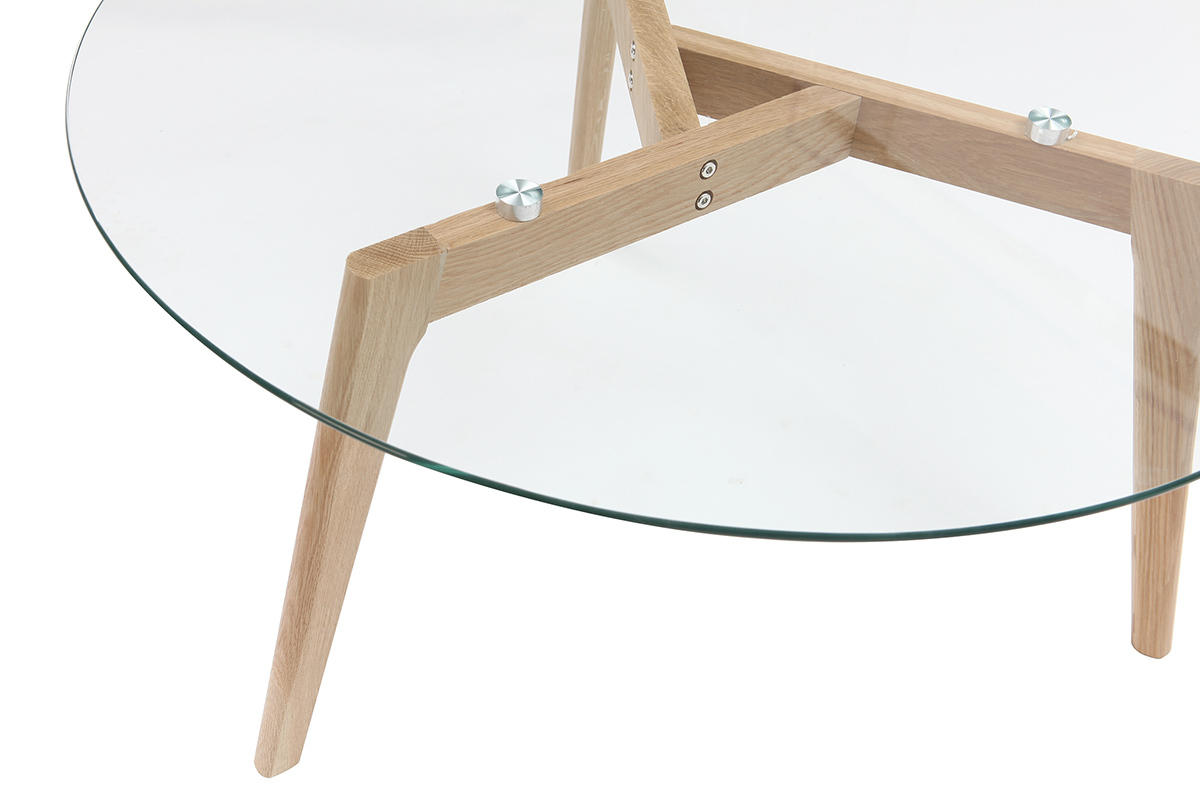 Design-Couchtisch rund zeitgenssisch Glas und Holz DAVOS