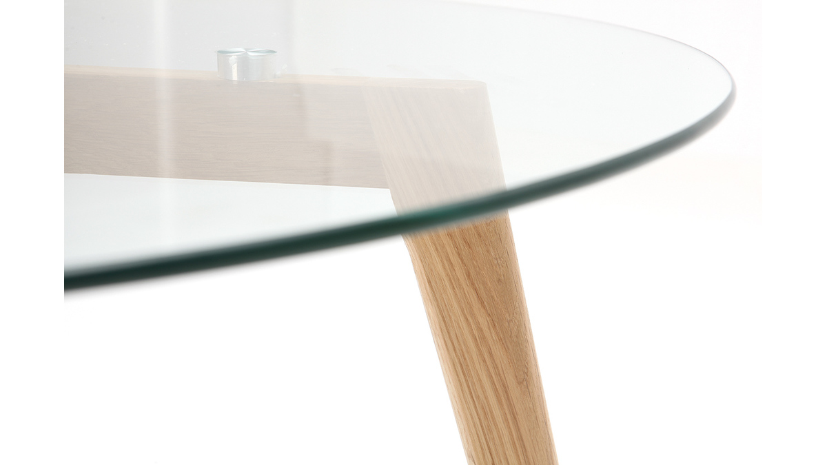 Design-Couchtisch rund zeitgenssisch Glas und Holz DAVOS