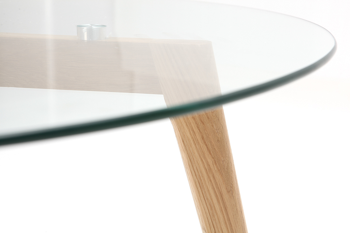 Design-Couchtisch rund zeitgenssisch Glas und Holz DAVOS
