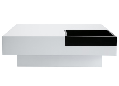 Design-Couchtisch TEENA Wei&szlig; mit abnehmbaren Tablett Schwarz