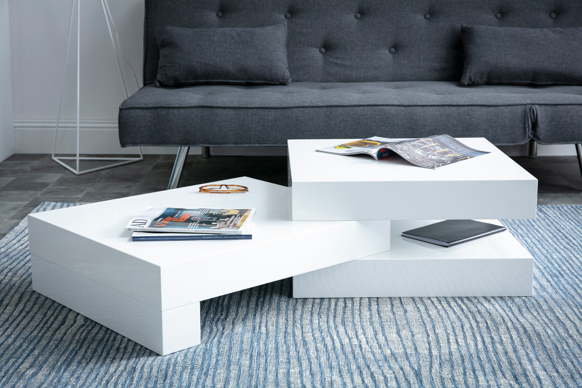 Design-Couchtisch Wei Glnzend LUNA