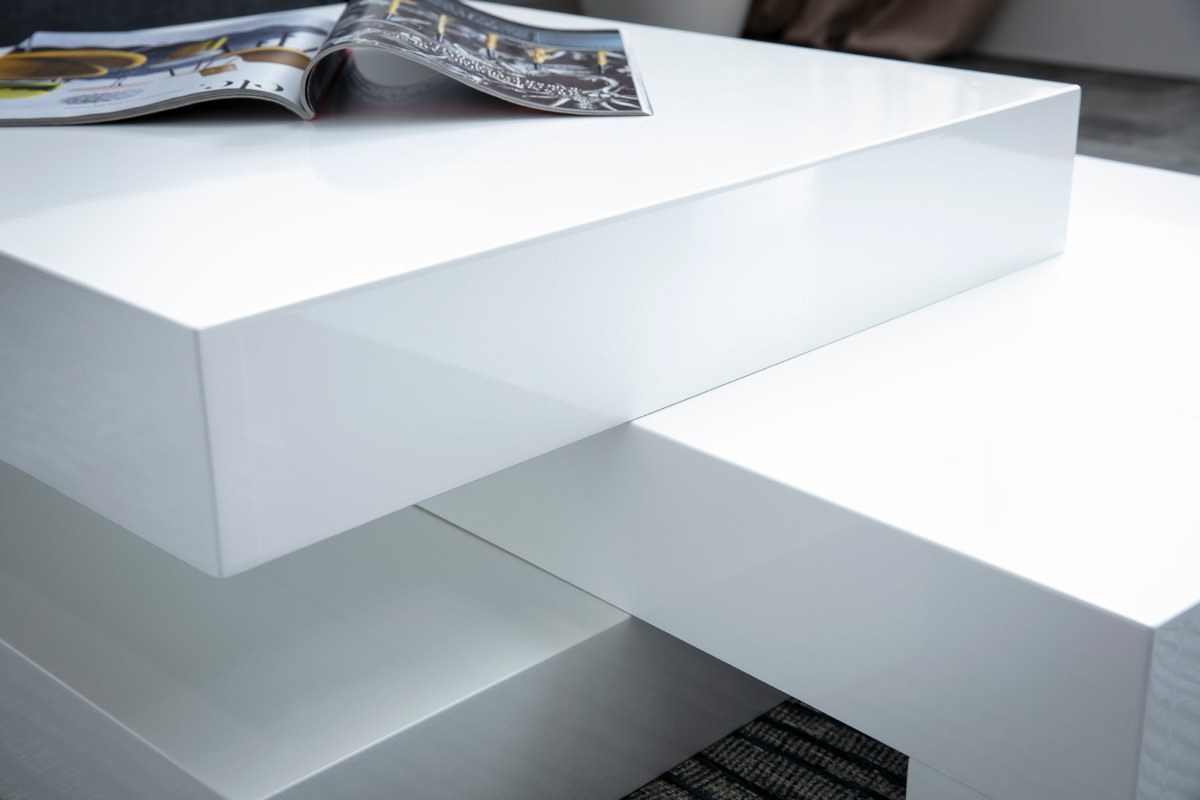 Design-Couchtisch Wei Glnzend LUNA