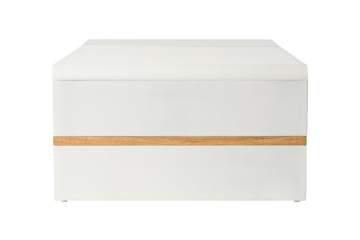 Design-Couchtisch wei� lackiert und Eichenfurnier INSERT