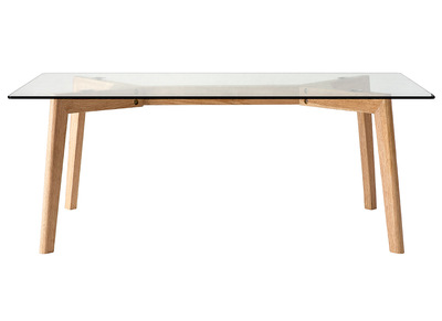 Design-Couchtisch zeitgen&ouml;ssisch Glas und Eiche DAVOS