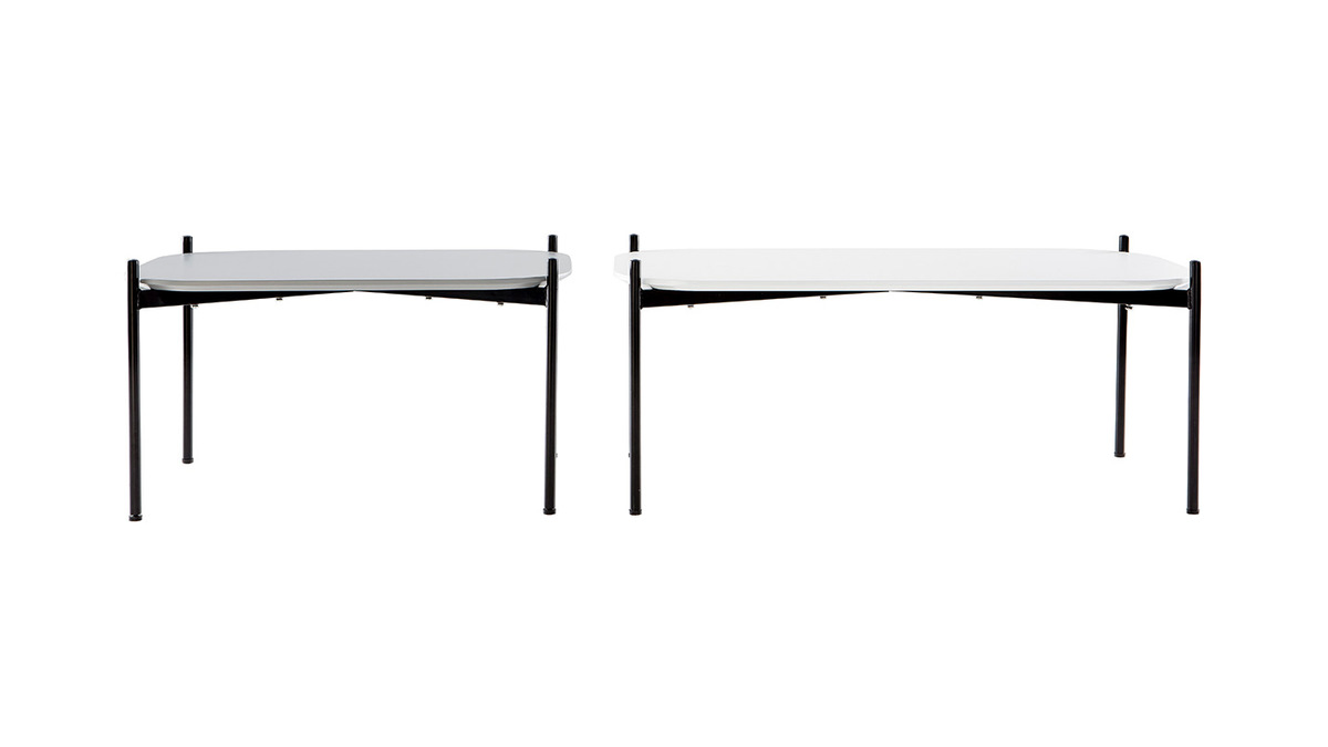 Design-Couchtische 100 und 75 cm Wei/Grau Beine Metall ? 2er-Set SEGA