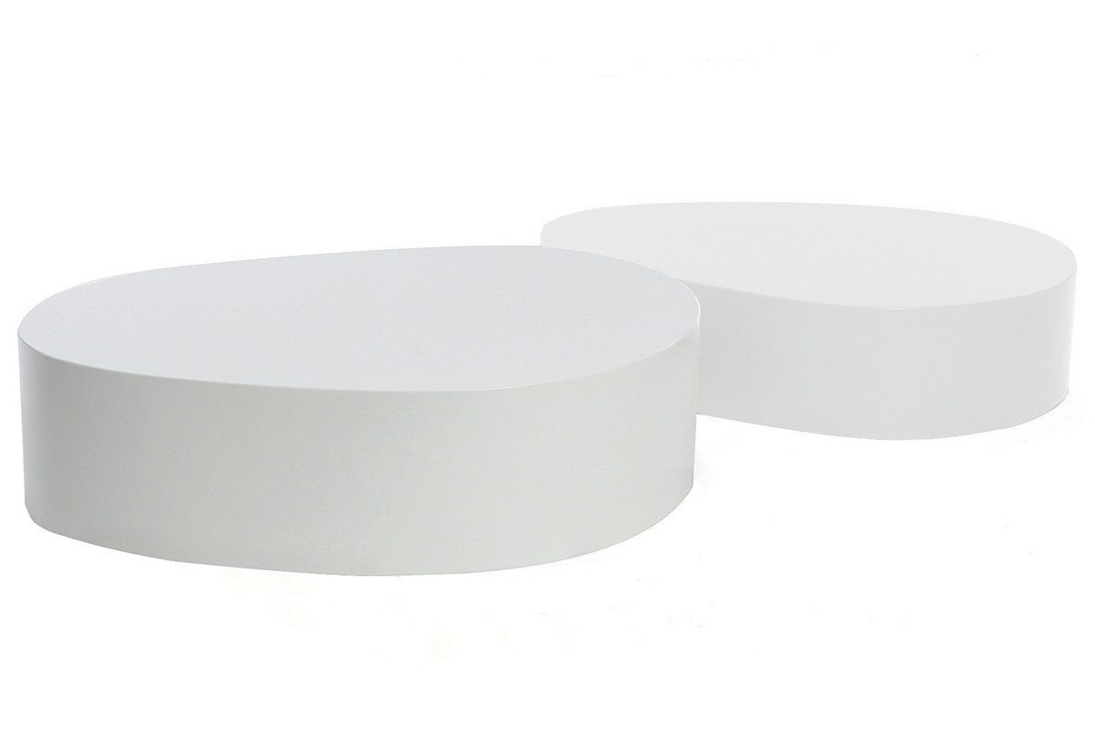 Design-Couchtische matt Wei� 2er-Set CAMILLE