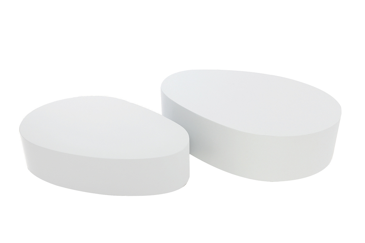 Design-Couchtische matt Wei� 2er-Set CAMILLE