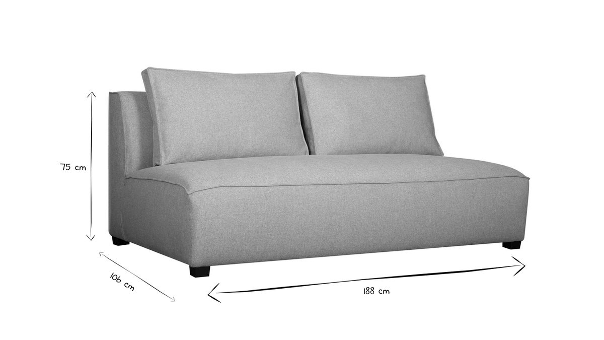 Design-Doppelsofa aus hellgrauem Stoff PLURIEL