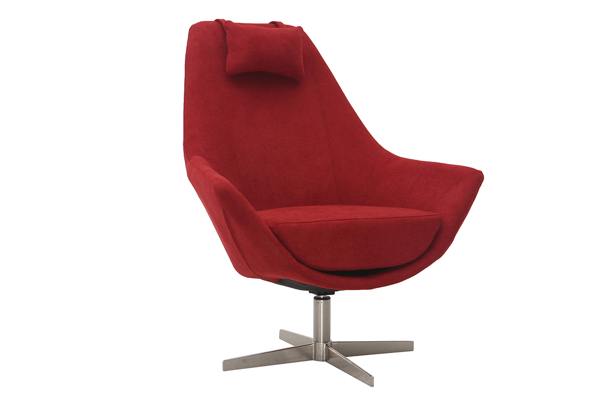 Design-Drehsessel aus Stoff Rot und Metallgestell AMADEO