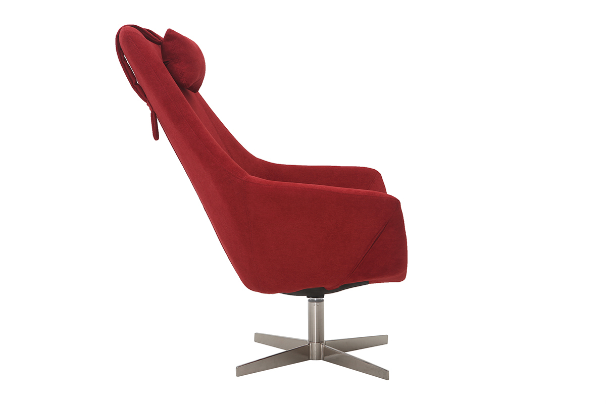 Design-Drehsessel aus Stoff Rot und Metallgestell AMADEO