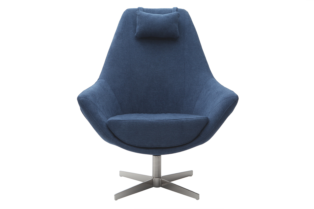 Design-Drehsessel Stoff Blau und Metallgestell AMADEO