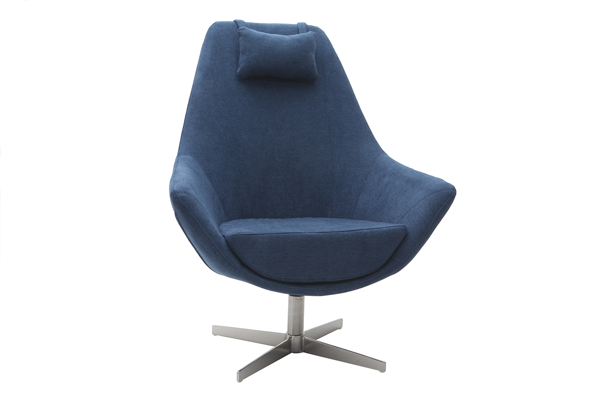 Design-Drehsessel Stoff Blau und Metallgestell AMADEO