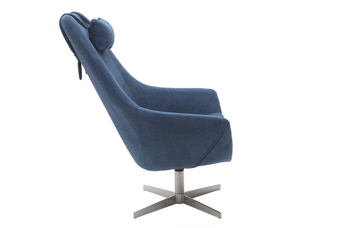 Design-Drehsessel Stoff Blau und Metallgestell AMADEO
