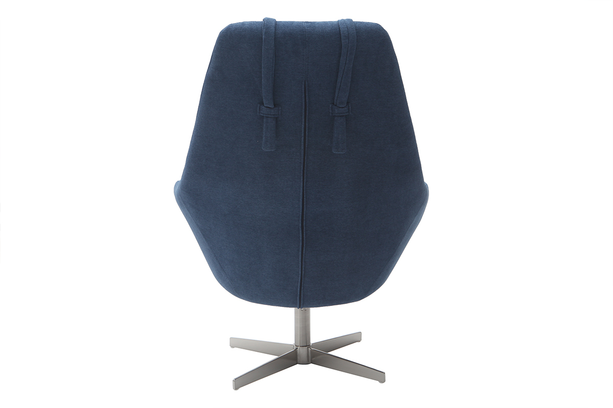 Design-Drehsessel Stoff Blau und Metallgestell AMADEO