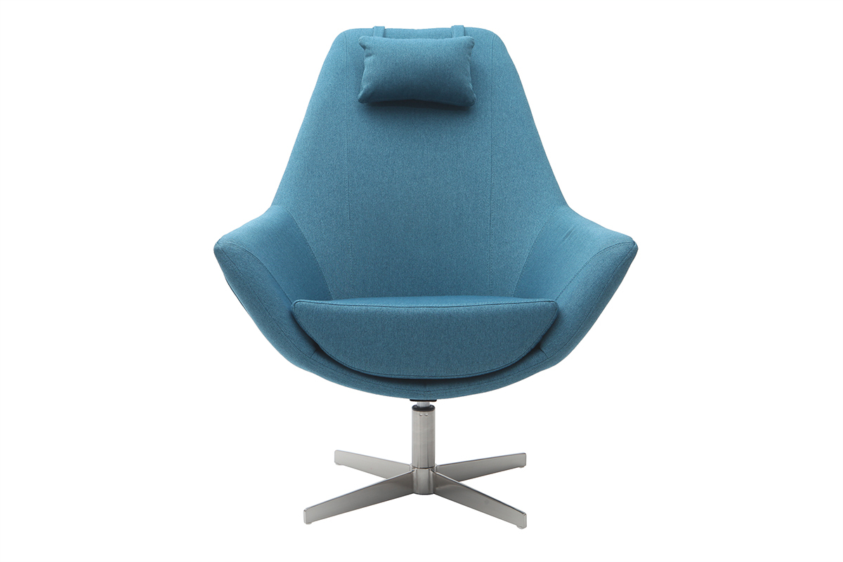Design-Drehsessel Stoff Blaugrn und Metallgestell AMADEO