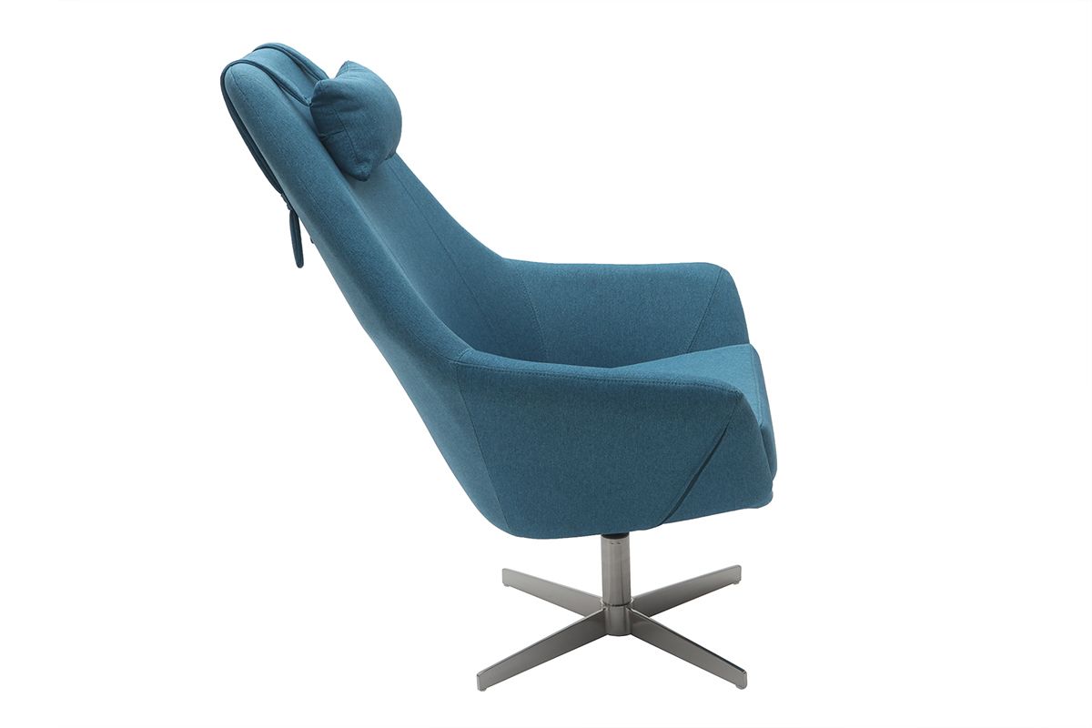 Design-Drehsessel Stoff Blaugrn und Metallgestell AMADEO