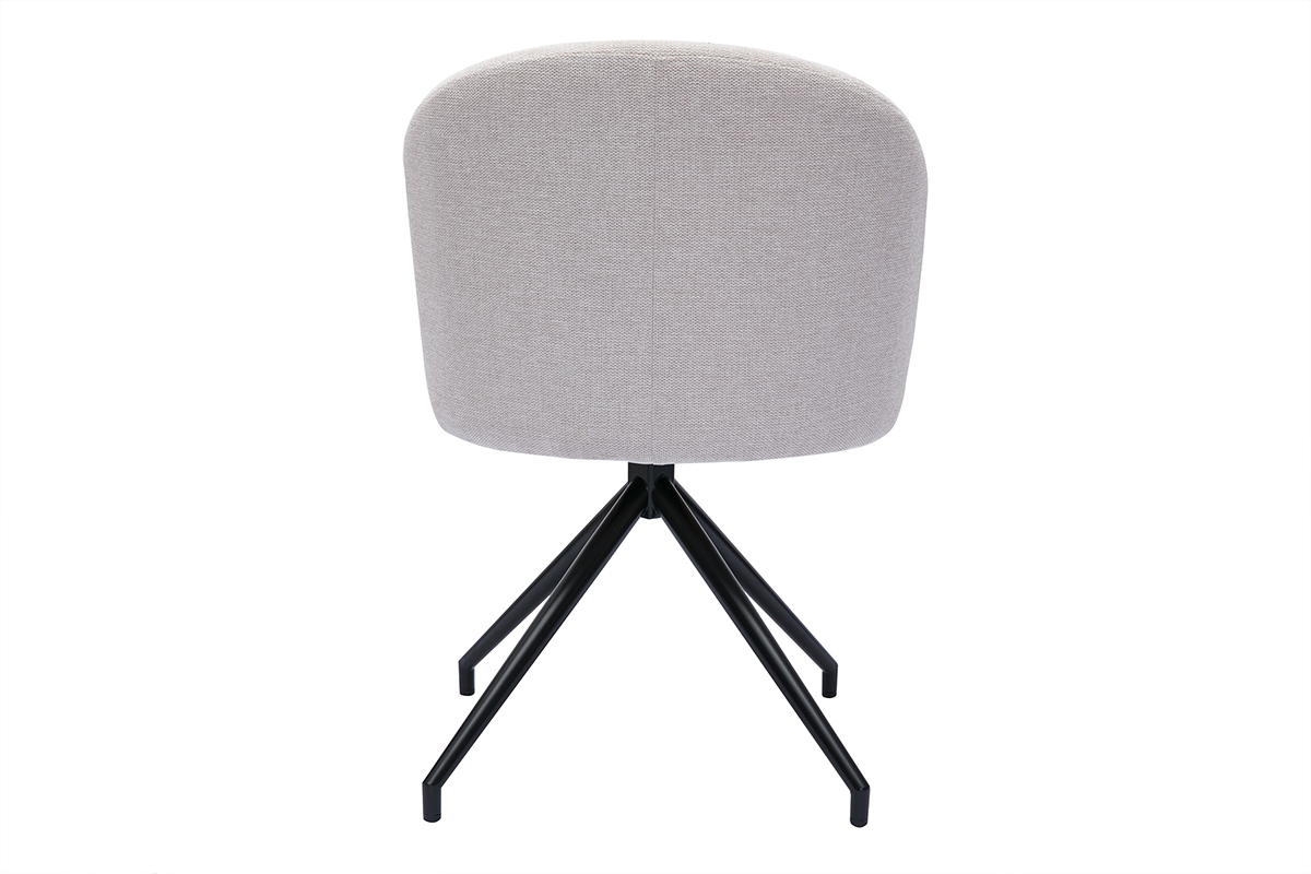 Design-Drehstuhl 360� aus beigem strukturiertem Samteffektstoff und schwarzem Metall VANITY