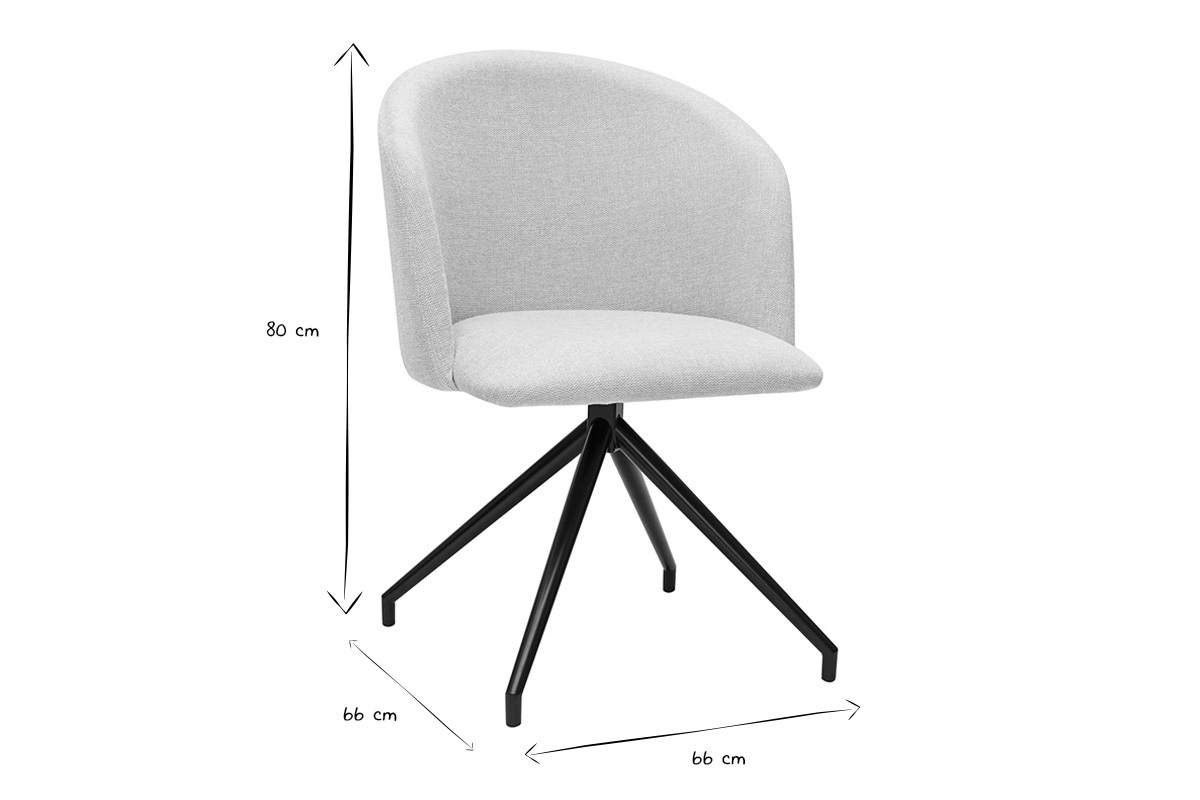 Design-Drehstuhl 360� aus beigem strukturiertem Samteffektstoff und schwarzem Metall VANITY