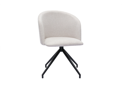 Design-Drehstuhl 360&deg; aus beigem strukturiertem Samteffektstoff und schwarzem Metall VANITY