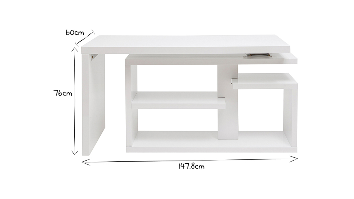 Design-Drehtisch in weiem Hochglanz-Lack L147-217 cm HALTON