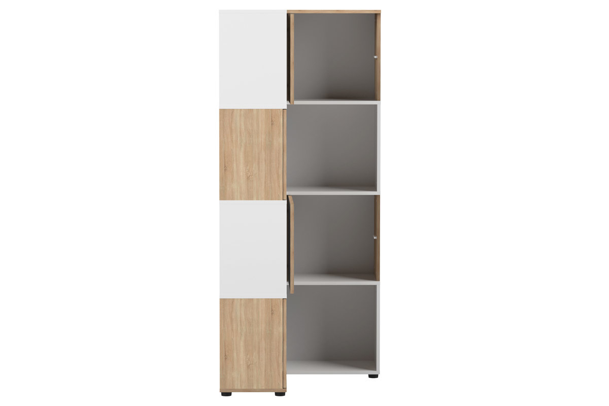 Design-Eck-Bcherregal QUADRA Holz und Wei mit 8 Fchern