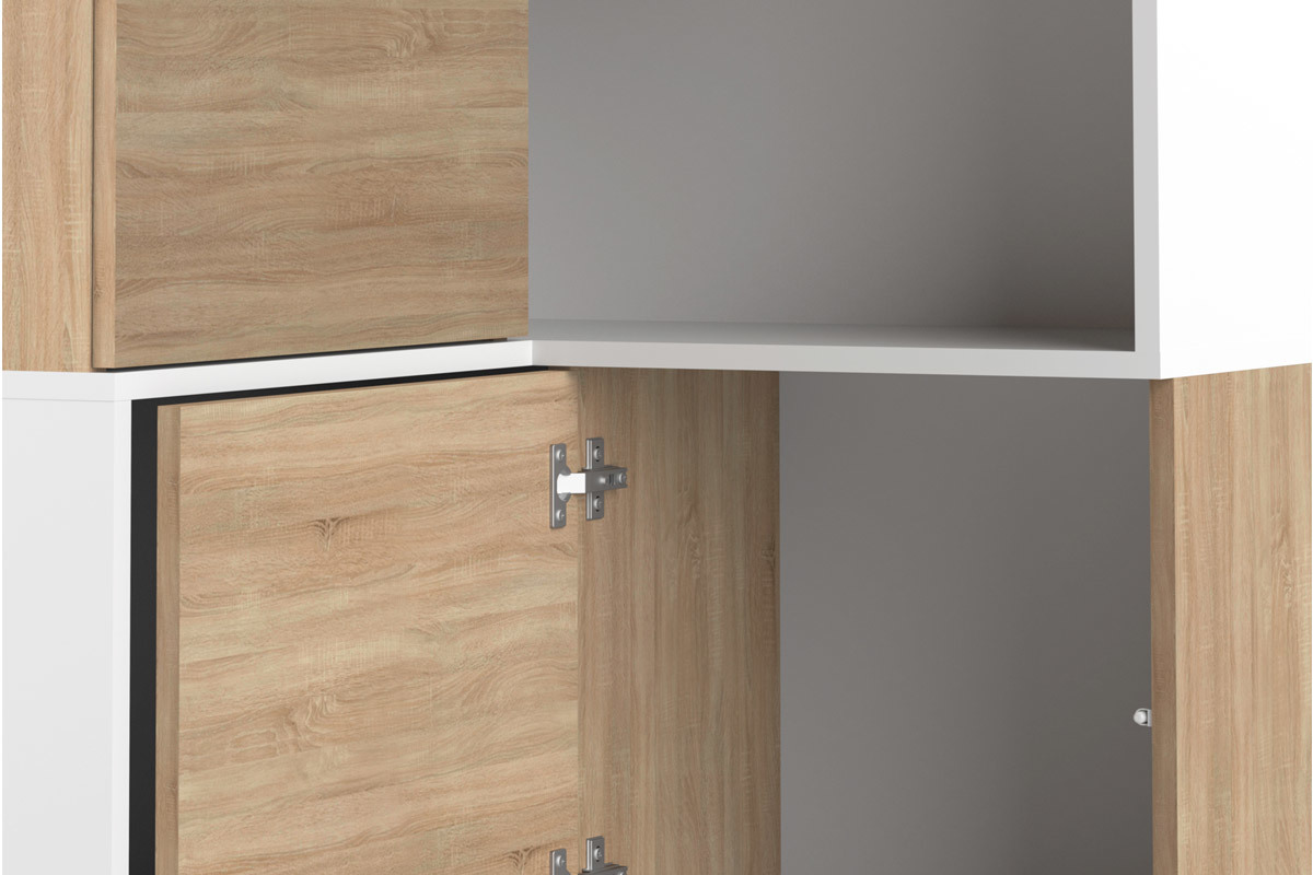 Design-Eck-Bcherregal QUADRA Holz und Wei mit 8 Fchern