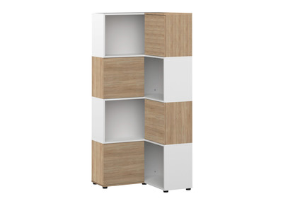 Design-Eck-B&uuml;cherregal QUADRA Holz und Wei&szlig; mit 8 F&auml;chern