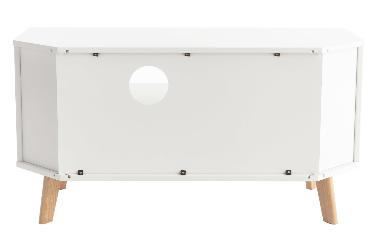 Design Eck-TV-Lowboard skandinavisch mit Schubladen wei� und Holz ROHAN