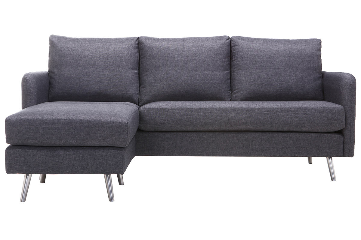 Design-Eckesofa verstellbar 3 Pltze Dunkelgrau BART