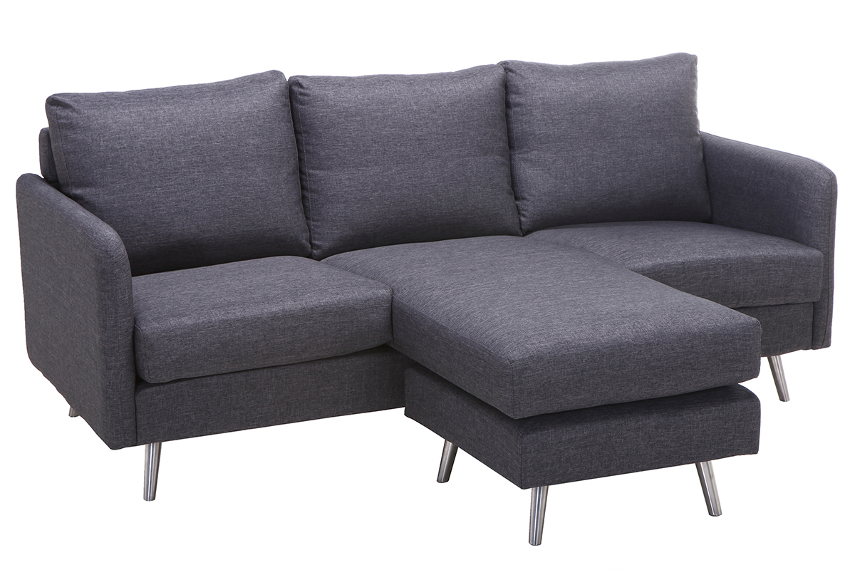 Design-Eckesofa verstellbar 3 Pltze Dunkelgrau BART