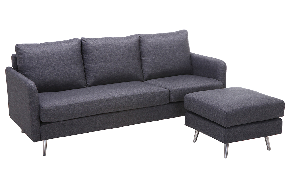 Design-Eckesofa verstellbar 3 Pltze Dunkelgrau BART