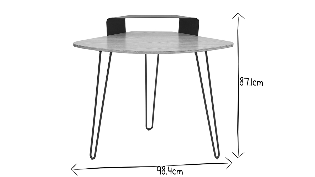 Design-Eckschreibtisch Metall schwarz und Eschenholz QUARTER