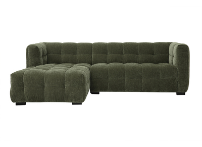Design Ecksofa 3-Sitzer aus Samteffekt-Stoff in Khaki-Grün CORTO