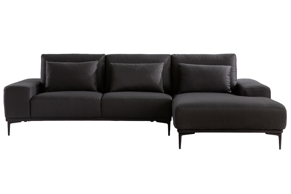Design-Ecksofa aus dunkelgrauem Stoff mit verstellbarer Rckenlehne KONRAD