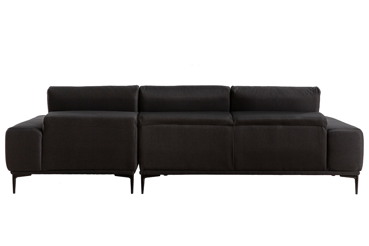 Design-Ecksofa aus dunkelgrauem Stoff mit verstellbarer Rckenlehne KONRAD