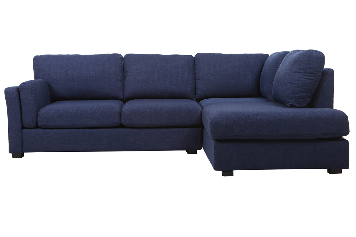 Design-Ecksofa gerade 5 Pl�tze Stoff Dunkelblau MILORD