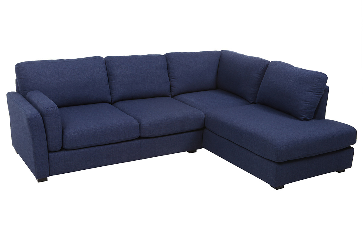 Design-Ecksofa gerade 5 Pl�tze Stoff Dunkelblau MILORD