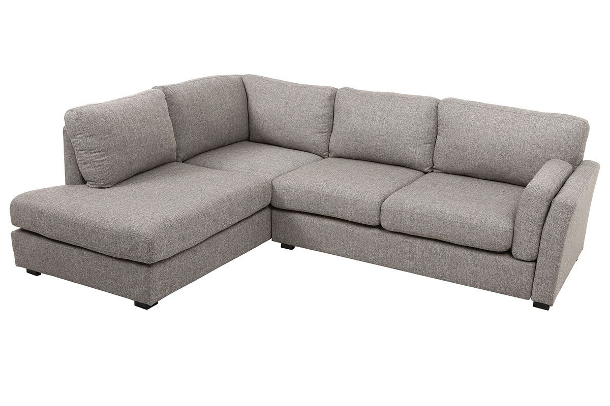 Design-Ecksofa links 5-Sitzer Hellgrau MILORD
