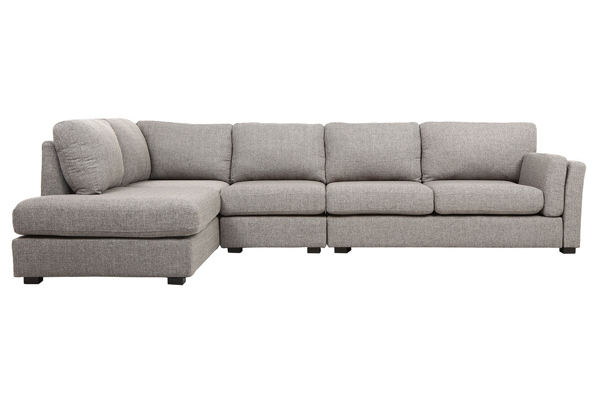 Design-Ecksofa links 6-Sitzer Hellgrau MILORD